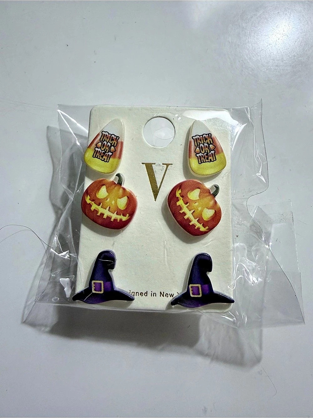 Halloween Witch Hat Pumpkin Earrings NWT